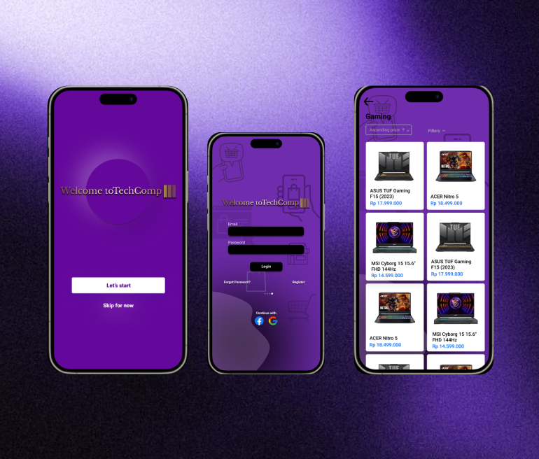 Desain UI/UX Aplikasi Tech Comp